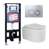 Комплект 3 в 1 инсталляция ESBANO FRAM + Унитаз подвесной Ceramica Nova Moments CN3003 + кнопка хром матовая FRAM+ESINKRG11MC+CN3003