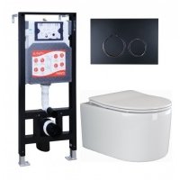 Комплект 3 в 1 инсталляция ESBANO FRAM + Унитаз подвесной Ceramica Nova Moments CN3003 + кнопка черная матовая FRAM+ESINKRG11MB+CN3003