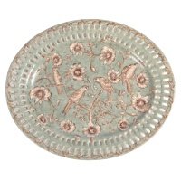 Декоративное блюдо Glasar 30x25x3 см коричнево-зеленое 