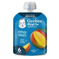 Пюре фруктовое Gerber Спелое манго с 6 мес., 90 г 
