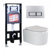 Комплект 3 в 1 инсталляция ESBANO FRAM + Унитаз подвесной Ceramica Nova Moments CN3003 + кнопка хром матовая FRAM+ESINPRK12MC+CN3003