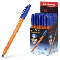 Ручка шариковая ErichKrause U-108 Orange Stick 1.0, Ultra Glide Technology, синий 