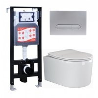Комплект 3 в 1 инсталляция ESBANO FRAM + Унитаз подвесной Ceramica Nova Moments CN3003 + кнопка хром матовая FRAM+ESINOVL17MC+CN3003