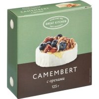 Cыр Great Kitchen мягкий Камамбер с орехами 50% 125г