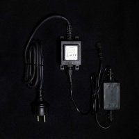 Трансформатор 20W с Выпрямителем для Нитей 24В, до 400 LED, Провод Черный Каучук, IP65 PTR20-2A