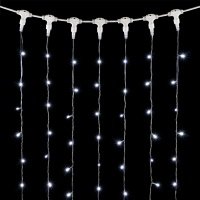 Гирлянда Занавес 2 x 3 м Белый с Мерцанием Белого Диода 220В, 600 LED, Провод Прозрачный ПВХ, IP54 PCL602BLW-10-2W