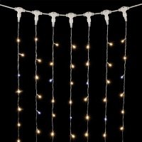 Гирлянда Занавес 2 x 3 м Тепло-Белый с Мерцанием Белого Диода 220В, 600 LED, Провод Прозрачный ПВХ, IP54 PCL602BLW-10-2WW