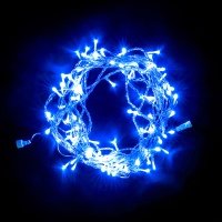 Гирлянда Нить 10м Синяя 24В, 100 LED, Провод Прозрачный ПВХ, IP54 PST100-10-1B