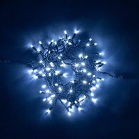 Гирлянда Нить с Колпачком 10м Белая 220В, 100 LED, Провод Черный ПВХ, IP65 PST100CAP-11-2W
