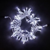 Гирлянда Нить с Колпачком 10м Белая 220В, 100 LED, Провод Прозрачный ПВХ, IP65 PST100CAP-10-2W
