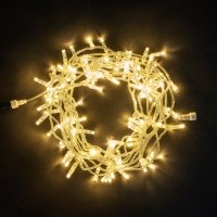 Гирлянда Нить с Колпачком 10м Тепло-Белая 220В, 100 LED, Провод Прозрачный ПВХ, IP65 PST100CAP-10-2WW