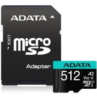 Карта памяти 512GB ADATA UHS-I U3 Class 10/V30S/A2, Adapter, 100/80 MB/s, RTL AUSDX512GUI3V30SA2-RA1