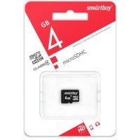 Карта памяти MicroSDHC 4GB SmartBuy Class 4 без адаптера SB4GBSDCL4-00
