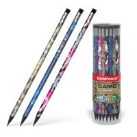 Карандаш чернографитный ErichKrause Camo с ластиком HB в ассортименте (цвет по наличию) 
