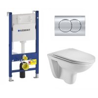 Комплект 3 в 1 инсталляция Geberit Duofix + Подвесной унитаз WeltWasser Baarbach 004 GL-WT микролифт белый + кнопка хром Delta01 111.153.00.1+115.107.21.1+111.839.00.1+10000003811