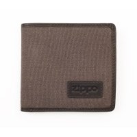 Портмоне ZIPPO, коричневое, натуральная кожа / холщовая ткань, 11x1,5x10,5 см 