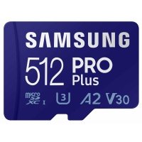 Карта памяти Samsung microSDXC 512GB PRO Plus microSDXC Class 10 UHS-I, U3 + SD адаптер MB-MD512SA/EU