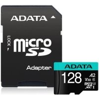 Карта памяти 128GB ADATA UHS-I U3 Class 10/V30S/A2, Adapter, 100/80 MB/s, RTL AUSDX128GUI3V30SA2-RA1
