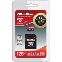 Карта памяти MicroSDXC 128GB OltraMax Class 10 Elite UHS-I (45 Mb/s) + SD ад OM128GCSDXC10UHS-1-ElU1