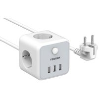 Сетевой фильтр TESSAN 3 евророзетки 220В и 3 USB и кн. питания, 2500Вт, до 10А, кабель 1 TS-301 Grey