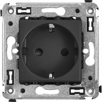 Розетка встраиваемая DKC Avanti с заземлением со шторками цвет черный матовый 