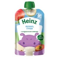 Пюре фруктовое Heinz яблоко-груша-сливки с 6 мес., 90 г 