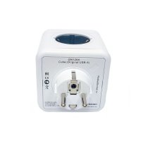 Разветвитель RocketSocket 230 В, 16 А, IP20, 4 розетки, 2*USB A с блоком 5В/2.1А, защитные шторки, цвет серый GN1204