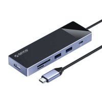 Концентратор Orico 10 в 1, на 2×USB-A3.0 (5 Гбит/с), 2×USB-A2.0 (480 Мбит/с), 1×USB-C3.0 (5 Гбит/с), 1×TF(microSD), 1×SD, 1×HDMI (4 ORICO-DM-10P-BK-BP