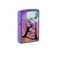 Зажигалка ZIPPO Skull Tree с покрытием Purple Matte, латунь/сталь, черная 