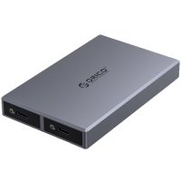 Внешний корпус Orico для SSD с двумя отсеками M.2 NVME+NVME, Type-C/Type-C+Type-A, 10 Гбит/с,серый ORICO-CM2C3-2N-GY-BP