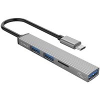 Концентратор Orico Type-C, на 1xUSB-A 3.0, 2xUSB-A 2.0, 1xTF портов, AH-12F, серый AH-12F-GY-BP