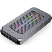 Внешний корпус Orico для SSD M.2 NVMe (M/B+M), вход USB3.1 Gen2 Type-C, 10 Гбит/с, RGB-подсветка, кабель USB-C(m)/USB-C(m)+USB-A(m) 2 в M2R1-G2-GY-BP