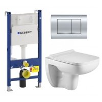 Комплект 3 в 1 инсталляция Geberit Duofix Delta30 458.163.21.1 + Подвесной унитаз WeltWasser Kehlbach 004 GL-WT + кнопка хром 111.153.00.1+115.137.21.1+111.839.00.1+10000003810