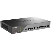 Коммутатор управляемый D-link 8x10/100/1000Base-T PoE 802.3af/at, PoE-бюджет 130Вт, дальность до 250м, 2x1000Base-X SFP PoE 802.3af/ DSS-200G-10MP/A1A