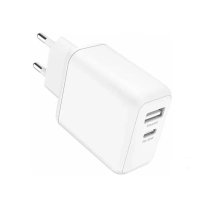 Сетевое зарядное устройство OLMIO 30W, Type-C +USB, PD, SmartIC, white 
