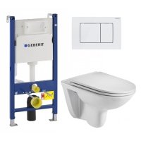 Комплект 3 в 1 инсталляция Geberit Duofix + Подвесной унитаз WeltWasser Baarbach 004 GL-WT + кнопка белая 111.153.00.1+115.137.11.1+111.839.00.1+10000003811
