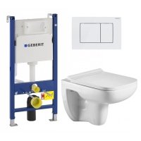 Комплект 3 в 1 инсталляция Geberit Duofix + Подвесной унитаз WeltWasser Kehlbach 004 GL-WT + кнопка белая 111.153.00.1+115.137.11.1+111.839.00.1+10000003810