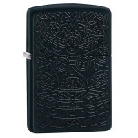Зажигалка ZIPPO Tone on Tone Design с покрытием Black Matte, латунь/сталь, чёрная, 36x12x56 мм 