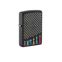 Зажигалка ZIPPO Chess Pieces с покрытием Black Matte, латунь/сталь, черная 