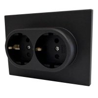 Розетка двойная встраиваемая Gusi Electric с заземлением со шторкой цвет графит 