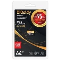 Карта памяти MicroSDXC 64GB DiGoldy Class 10 Extreme Pro UHS-I U3 (95 Mb/s) без адаптера DG064GCSDXC10UHS-1-ElU3 w