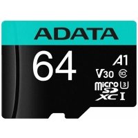 Карта памяти 64GB ADATA UHS-I U3 Class 10/V30S/A2, Adapter, 100/80 MB/s, RTL AUSDX64GUI3V30SA2-RA1