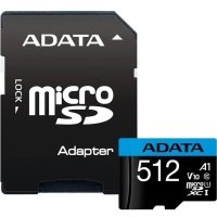 Карта памяти A-Data UHS-I Class 10 A1 100/25 MB/s (SD адаптер) AUSDX512GUICL10A1-RA1