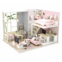 Румбокс, Модель для сборки, Интерьерный конструктор Mini House Розовый сканди, Инструкция на русском языке PC2301 Румбокс Интерьерный конструктор Розовый сканди