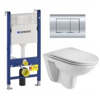 Комплект 3 в 1 инсталляция Geberit Duofix Delta30 458.163.21.1 + Подвесной унитаз WeltWasser Baarbach 004 GL-WT + кнопка хром 