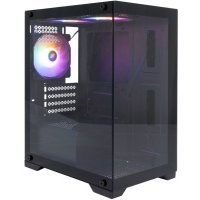 Корпус mATX 1STPLAYER черный, без БП, боковая панель из закаленного стекла, USB3.0, USB2.0, HD audio Mi2-BK-3F1