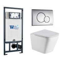 Комплект 3 в 1 инсталляция WeltWasser WW Amberg 507 + Подвесной унитаз WeltWasser Gelbach 004 GL-WT с кнопкой хром RD 10000005949 + 10000003663 + 10000005952