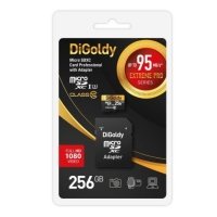 Карта памяти MicroSDXC 256GB DiGoldy Class 10 Extreme Pro UHS-I U3 (95 Mb/s) + SD адаптер DG256GCSDXC10UHS-1-ElU3