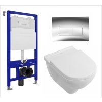 Комплект 3 в 1 инсталляция Enio Tecnico 52 EN8050052 + Унитаз подвесной Villeroy & Boch O Novo Directflush + кнопка хром EN8050052+EN8050801+5660HR01