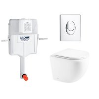 Комплект 3 в 1 смывной бачок скрытого монтажа Grohe GD2 + Унитаз приставной Enio Unico EN5104885 + Кнопка Skate Air хром 38661000 + 38505000 + EN5104885